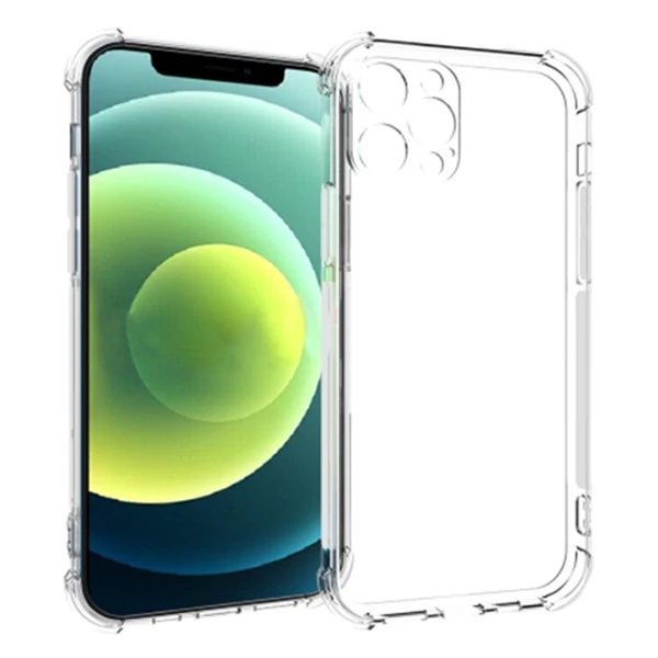 İPhone 12 Pro 6.1 Anti-Drop Silikon Kılıf Kamera Korumalı Şeffaf Silikon Kılıf-(1903)