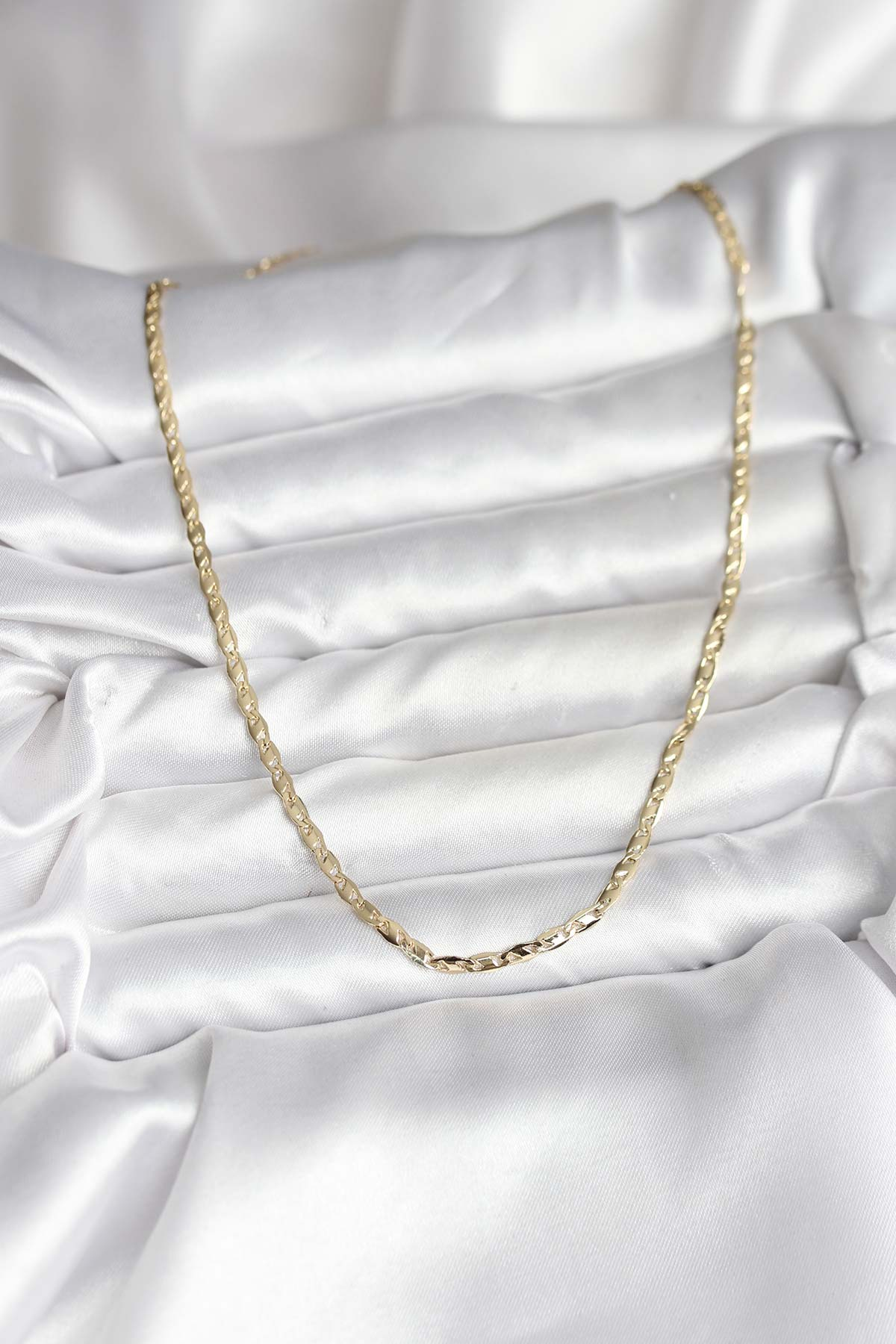 14K Gold Renk Kaplama Ezme Zincir Model CM Kadın Kolye 5886