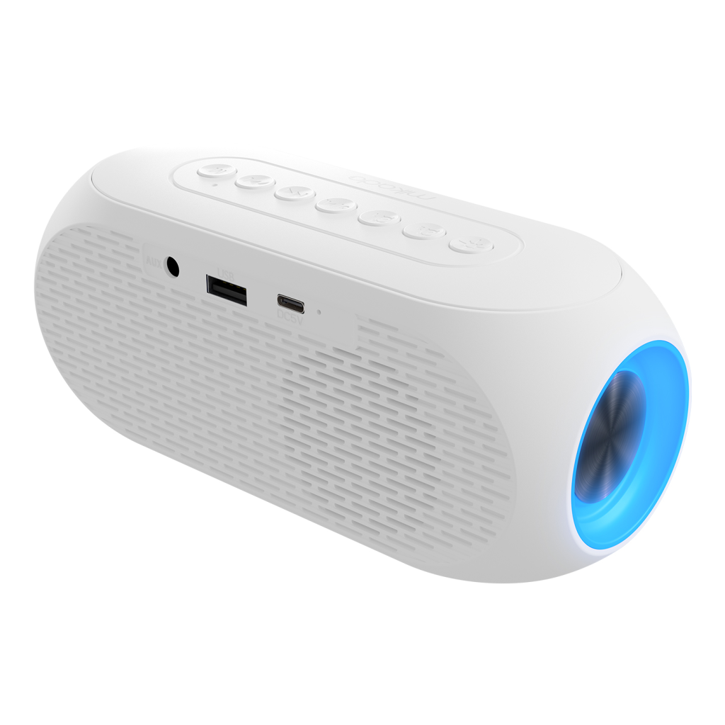 MIKADO MD-W7 Beyaz 5W FM Radyo USB AUX Bluetooth Kablosuz Taşınabilir 1200mAh Batarya Alarmlı Saat Derece ve Speaker(1923) 4