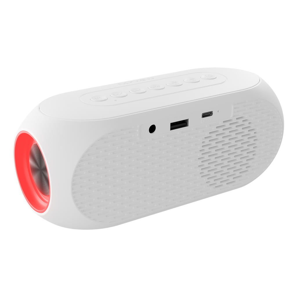 MIKADO MD-W7 Beyaz 5W FM Radyo USB AUX Bluetooth Kablosuz Taşınabilir 1200mAh Batarya Alarmlı Saat Derece ve Speaker(1923) 5
