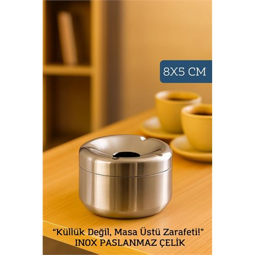 HSNET Inox Paslanmaz Çelik Küllük – 8 x 5 cm | Modern, Hijyenik ve Dayanıklı Tasarım 