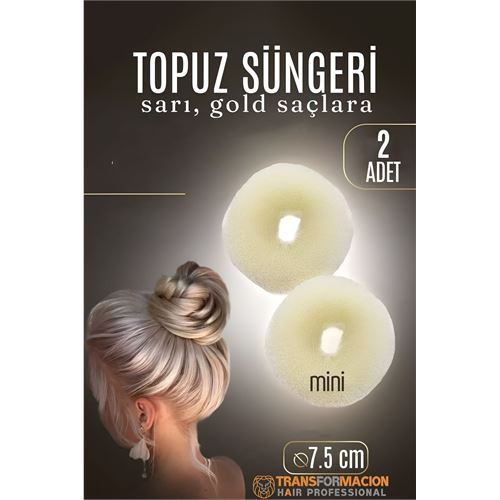 HSNET GOLD Mini Saç Topuz Süngeri  2 ADET 7.5 CM Çap 3 cm Kalınlık 