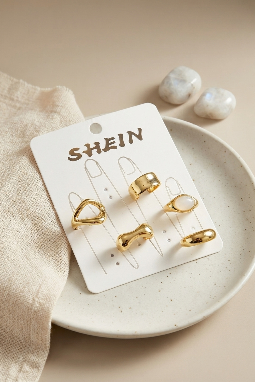 Gold Renk Pirinç Bohem Yüzük Kombini BYK4262 5886