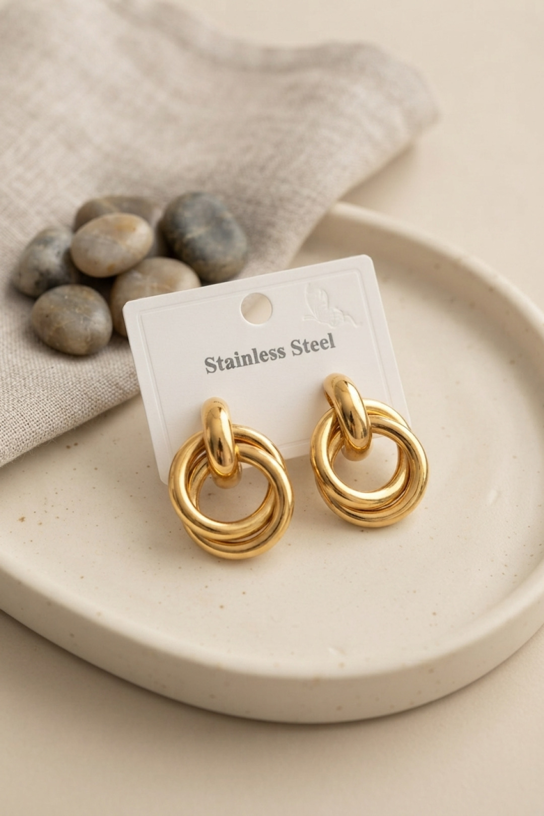 316L Çelik Gold Renk Halka Model Küpe 5886