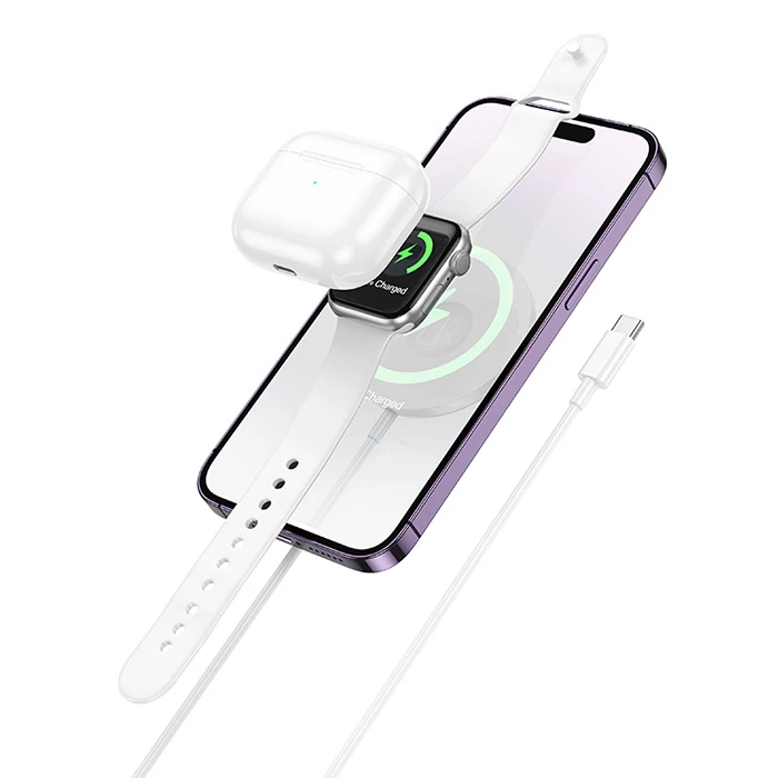 HOCO CW50 15W AirPods + Apple Watch+iPhone 3in1 Kablosuz Manyetik Hızlı Şarj Aleti-(1903)