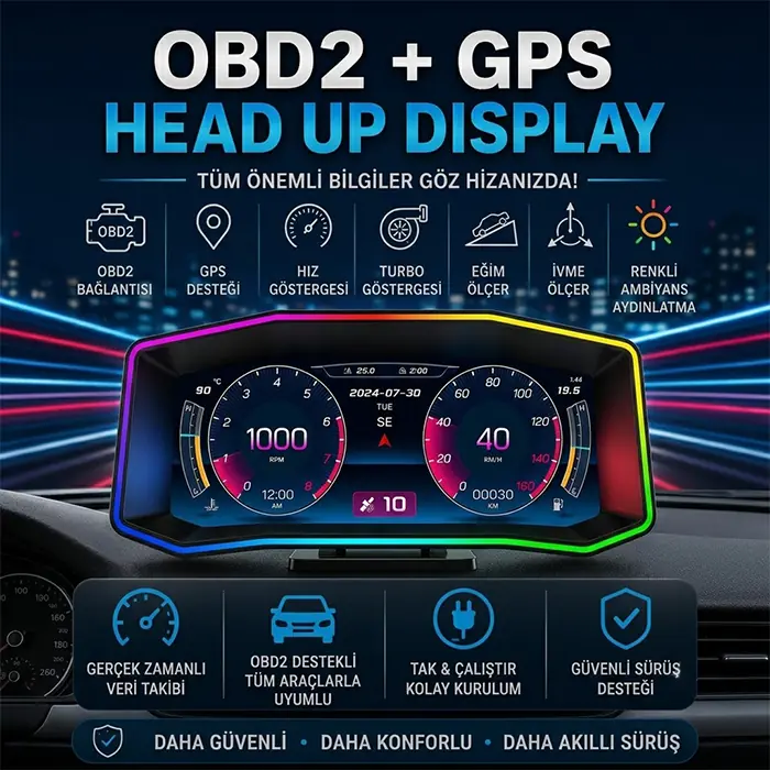 Ally P4 OBD2 + GPS Head Up Display HUD, Dijital Hız Göstergesi-(1903)