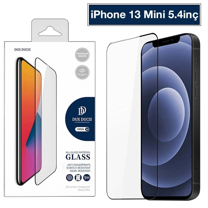 Dux Ducis  iPhone 13 Mini 5.4inç Tempered Cam Ekran Koruyucu 10D Full Kaplama-(1903)