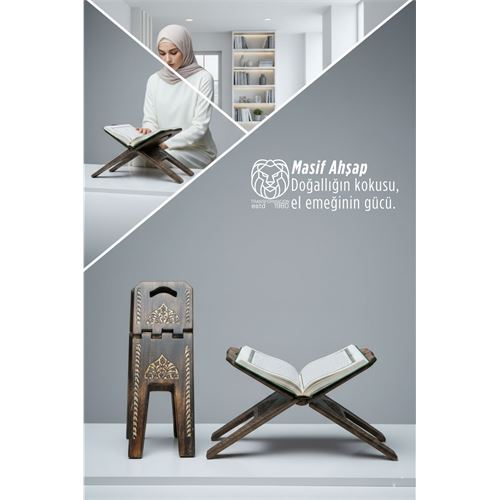 Masif Ahşap El Oyması Lüks Rahle - Selçuklu Motifli 722873