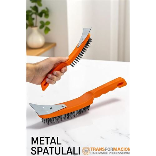 HSNET Metal Spatulalı Tel Fırça  - Kazıma Fırçası 