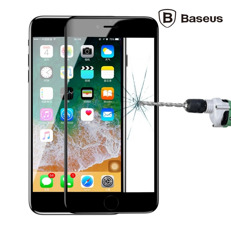 Baseus İPhone 7,8 Plus 4D Cam Ekran Koruyucu  Kavisli Full Kaplama Kırılmaz Cam-(1903)