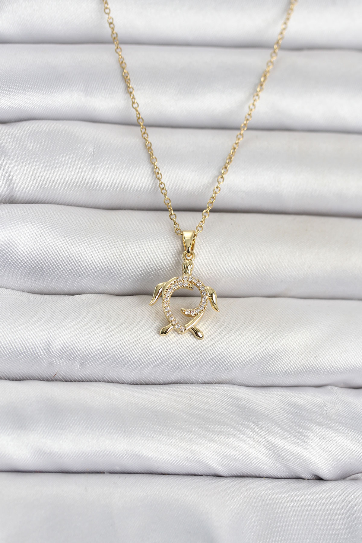 316L Çelik Zincir Gold Renk Caretta Caretta Model Kadın Kolye 5886