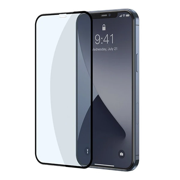 Baseus İPhone 12-12 Pro 0.3MM Full Anti Blue Light Tempered Cam Ekran Koruyucu 2Adet Set-(1903)