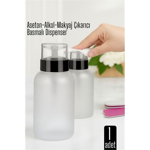 Aseton İçin Basmalı Dispenser  - Aseton, Alkol ve Makyaj Temizleyici İçin Pratik Pompalı Set 