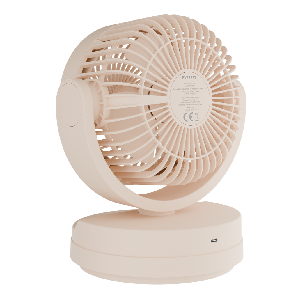 EVEREST EFN-509 KREM 3 Kademeli Hız 175cm 3 Kanat Pervane ve Çerçeve Masaüstü USB Vantilatör(1923) 2