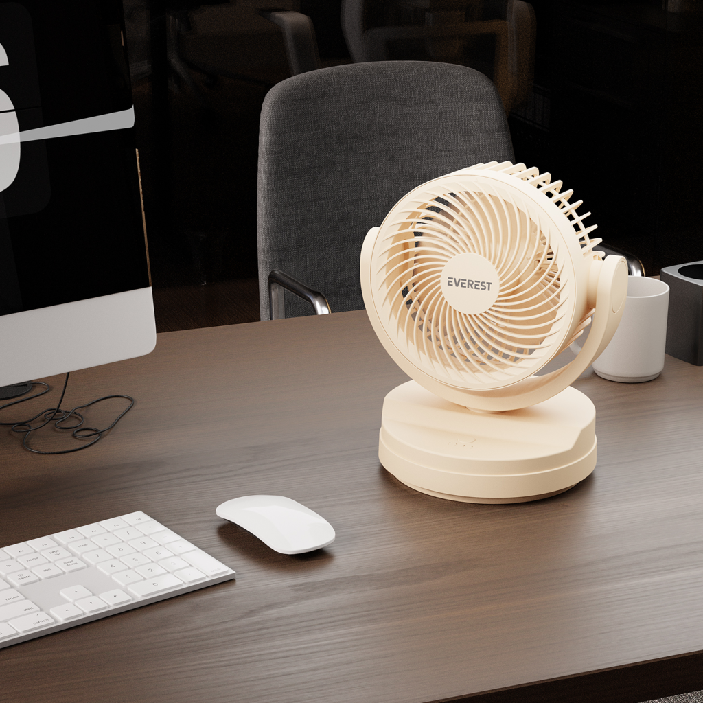EVEREST EFN-509 KREM 3 Kademeli Hız 175cm 3 Kanat Pervane ve Çerçeve Masaüstü USB Vantilatör(1923) 4