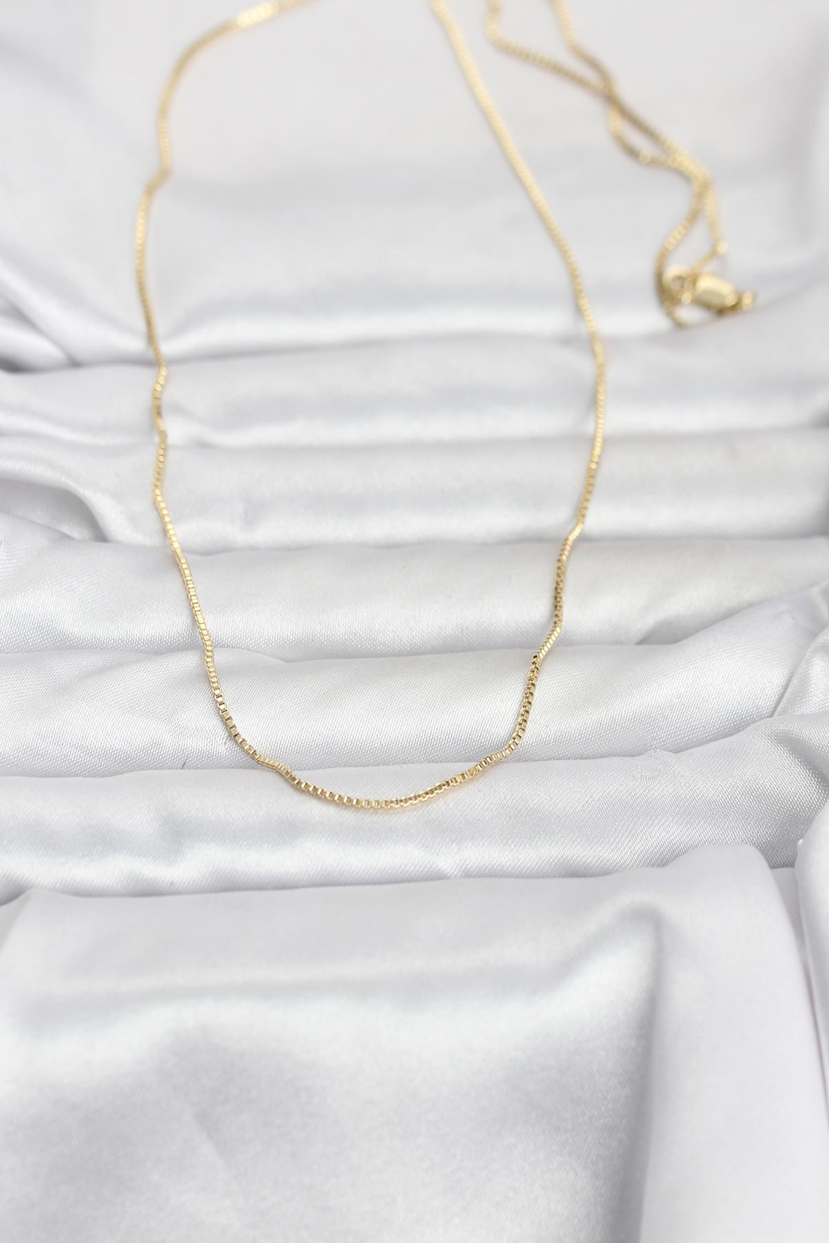 CM 14K Gold Renk İnce Kare Zincirli Model 60 cm Kadın Kolye 5886