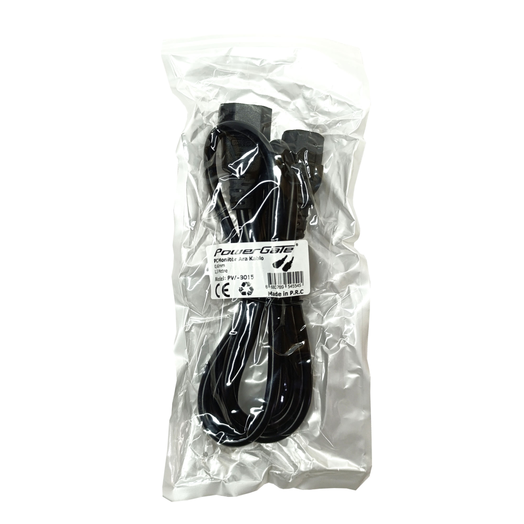 POWERGATE PW-B015 Bilgisayar - Monitör Arası Power Kablosu 1.5 Metre(1923) 3