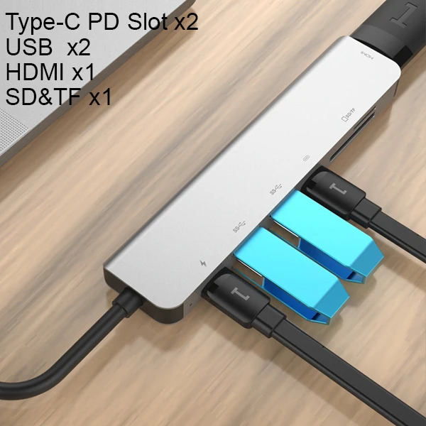 Ally Usb (Type-C to 7in1 Hdtv 2XUSB+PD) SD&TF Okuyucu Hub Adaptör Çoklayıcı-(1903)