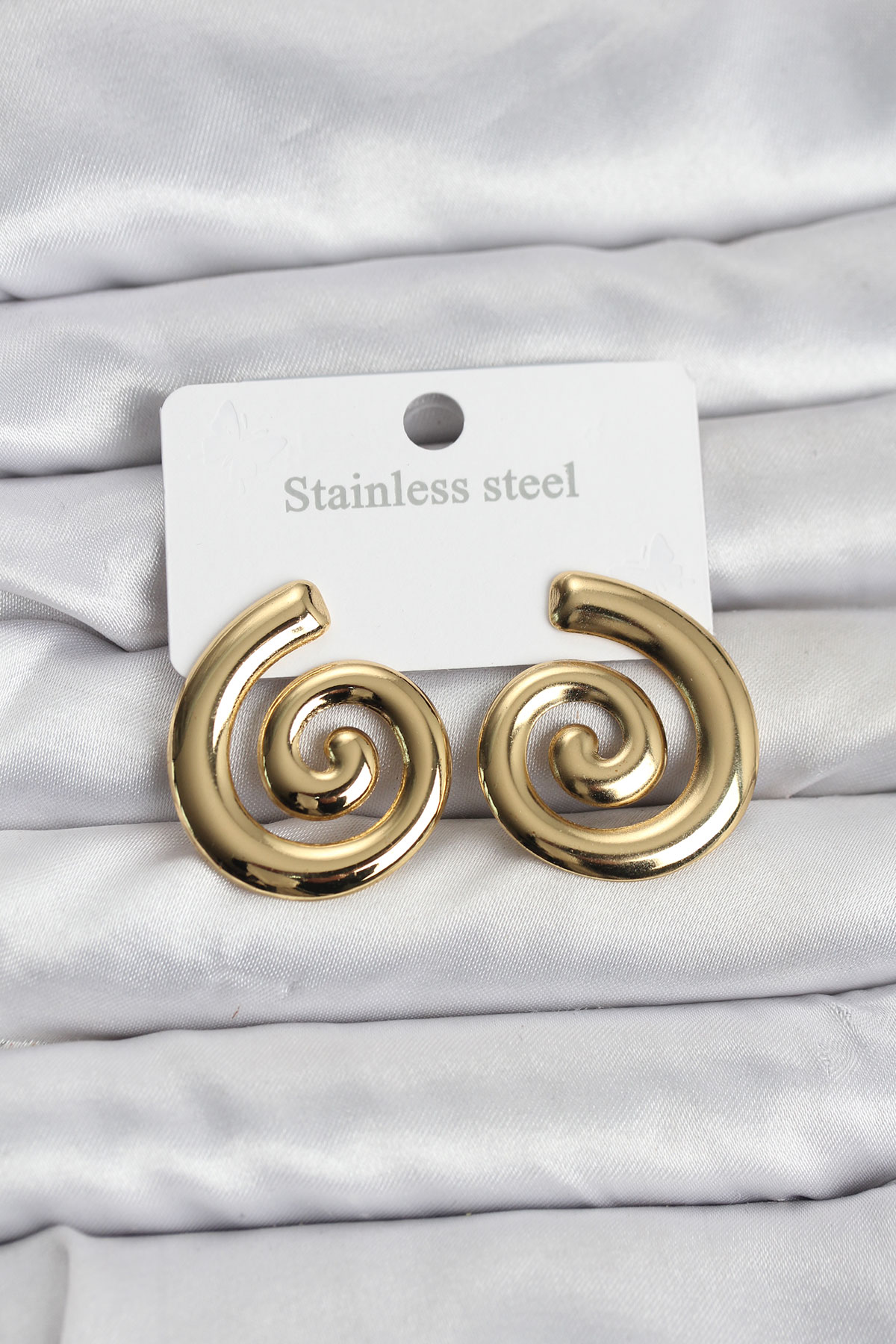 316L Çelik Gold Renk Sarmal Modelli Kadın Küpe 5886