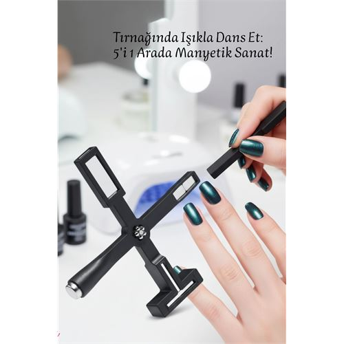 5 Etkili Cat Eye Oje Mıknatısı Seti - Profesyonel Kedi Gözü Manyetik Jel Oje Tasarım Aracı 