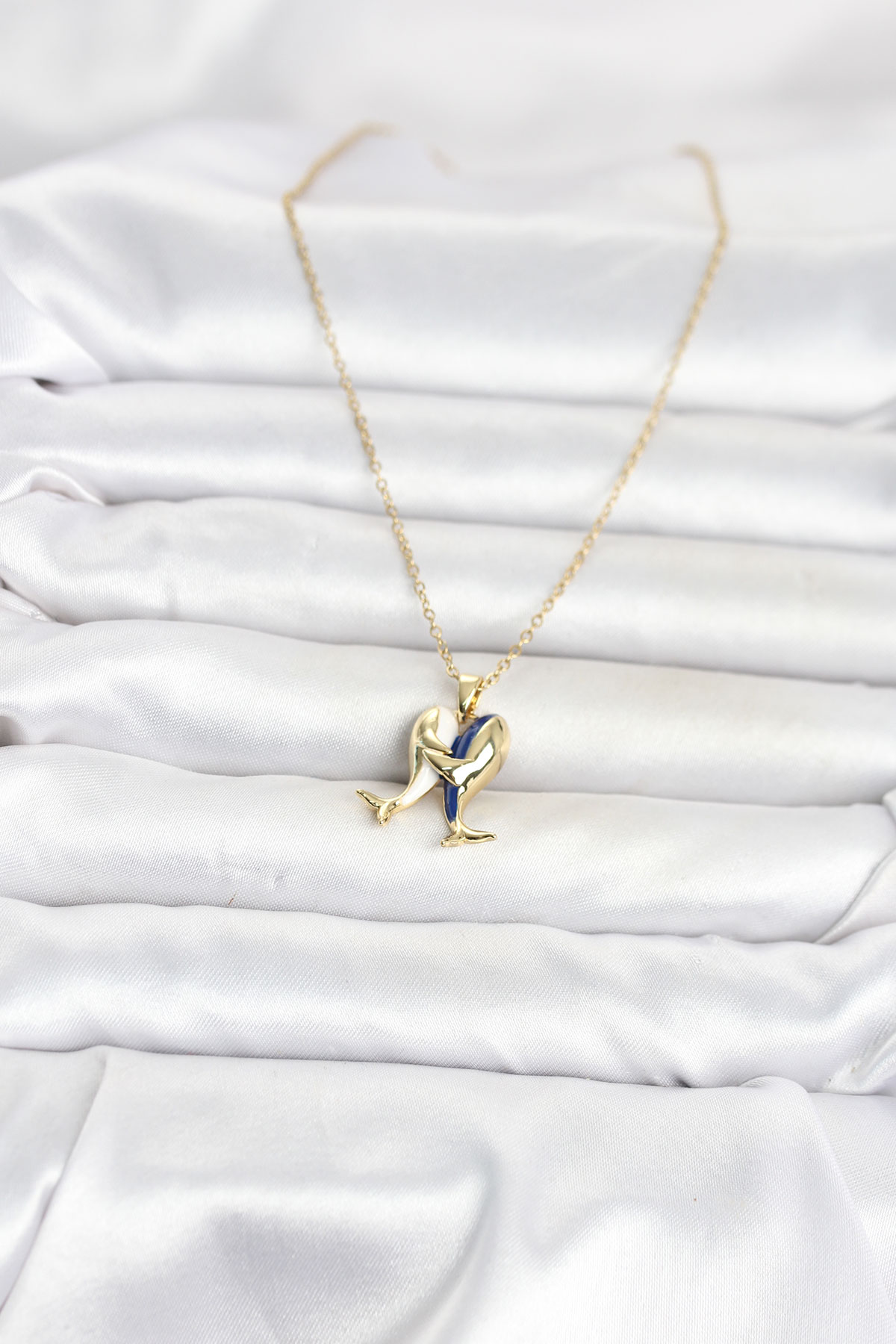 316L Çelik Zincir Gold Renk Dolphin Model Kadın Kolye 5886