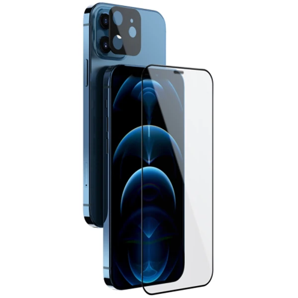 İPhone 12 Mini  2İN1 Full Glue Tempered Cam Ekran Koruyucu +Kamera Lens Set-(1903)