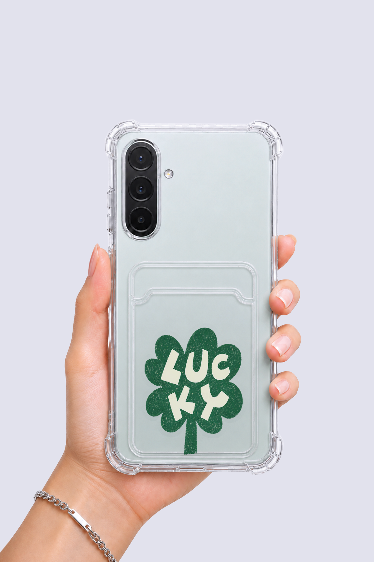 Samsung Galaxy A56 Kartlıklı Lucky Yonca Desenli Kılıf