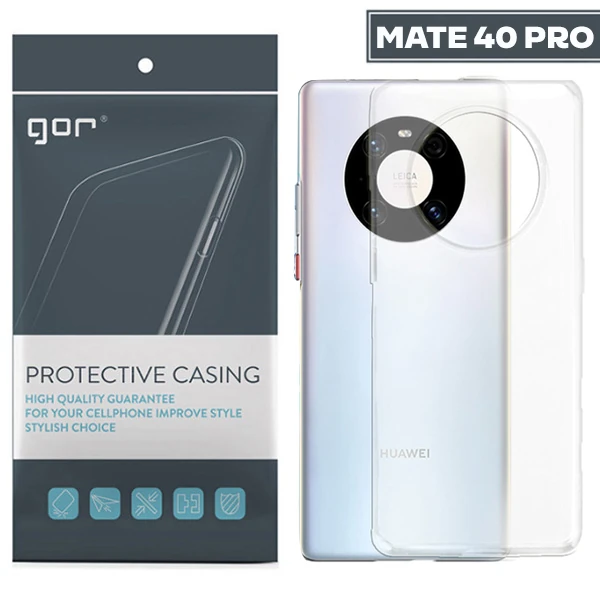 GOR Huawei Mate 40 Pro Kılıf Kamera Korumalı Şeffaf Silikon Kılıf-(1903)