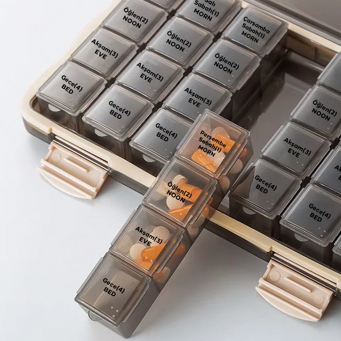 EZERE Haftalık Ilaç Kutusu | 7 Günlük | 28 Gözlü Haftalık Ilaç Kutusu-(5775)