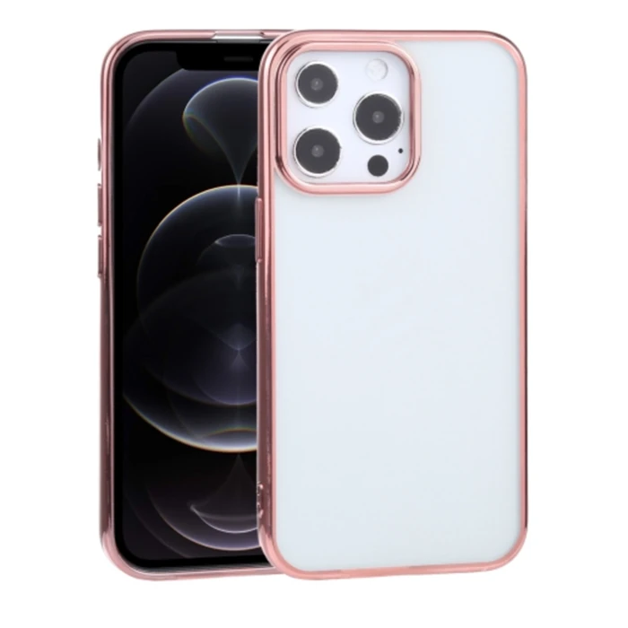 iPhone 13 Pro 6.1inç Lazer Kaplama Renkli Kenar Şeffaf Kılıf-(1903)