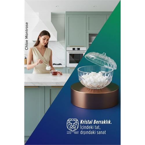 Chloe Montrose Serisi Kristal Berraklığında Şık Kapaklı Şekerlik 12x9 cm 