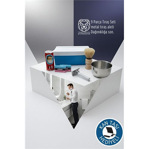 Geleneksel Tıraş Seti - 9 Parça Tıraş Kutulu Set 