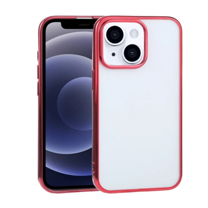 iPhone 13 Mini 5.4inç Lazer Kaplama Renkli Kenar Şeffaf Kılıf-(1903)