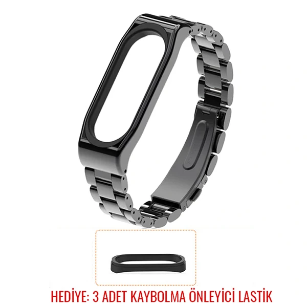 Mijobs Xiaomi Mi Band 4-3 Aklıllı Saat 3 Bakla Çelik Kayış Kordon-(1903)