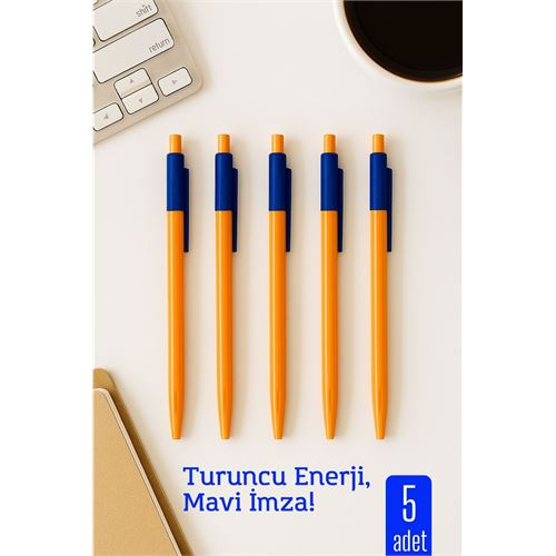 HSNET Tükenmez Kalem Mavi Ofis ve Okul İçin Pratik Yazım 5 li PAKET 