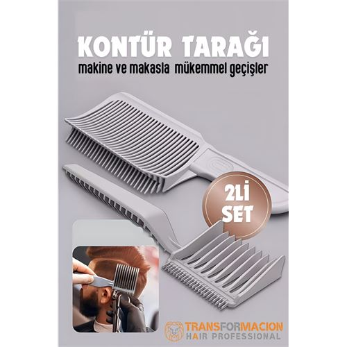 HSNET Kuaför Berber Kavisli Kontur Kesim Tarağı 2 li SET 