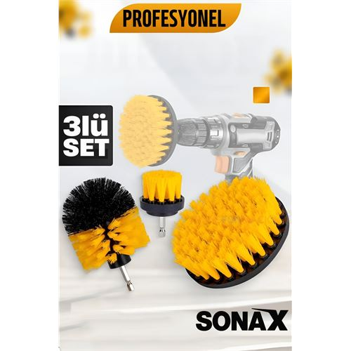  Matkap Fırçası - Matkap Ucuna Takılan Fırça Seti Sonax - Profesyonel Temizlik Fırçaları 