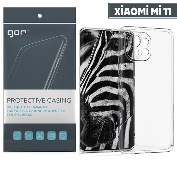 GOR Xiaomi Mi 11 Kılıf Kamera Korumalı Şeffaf Silikon Kılıf-(1903)