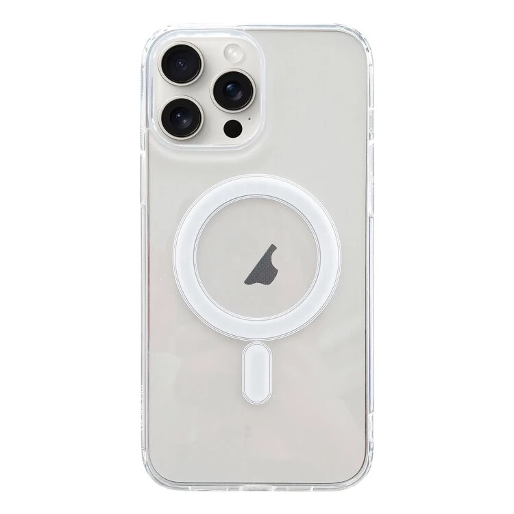 ALLY iPhone 15 Pro Magsafe Uyumlu Manyetik Şeffaf Silikon Kılıf-(1903)