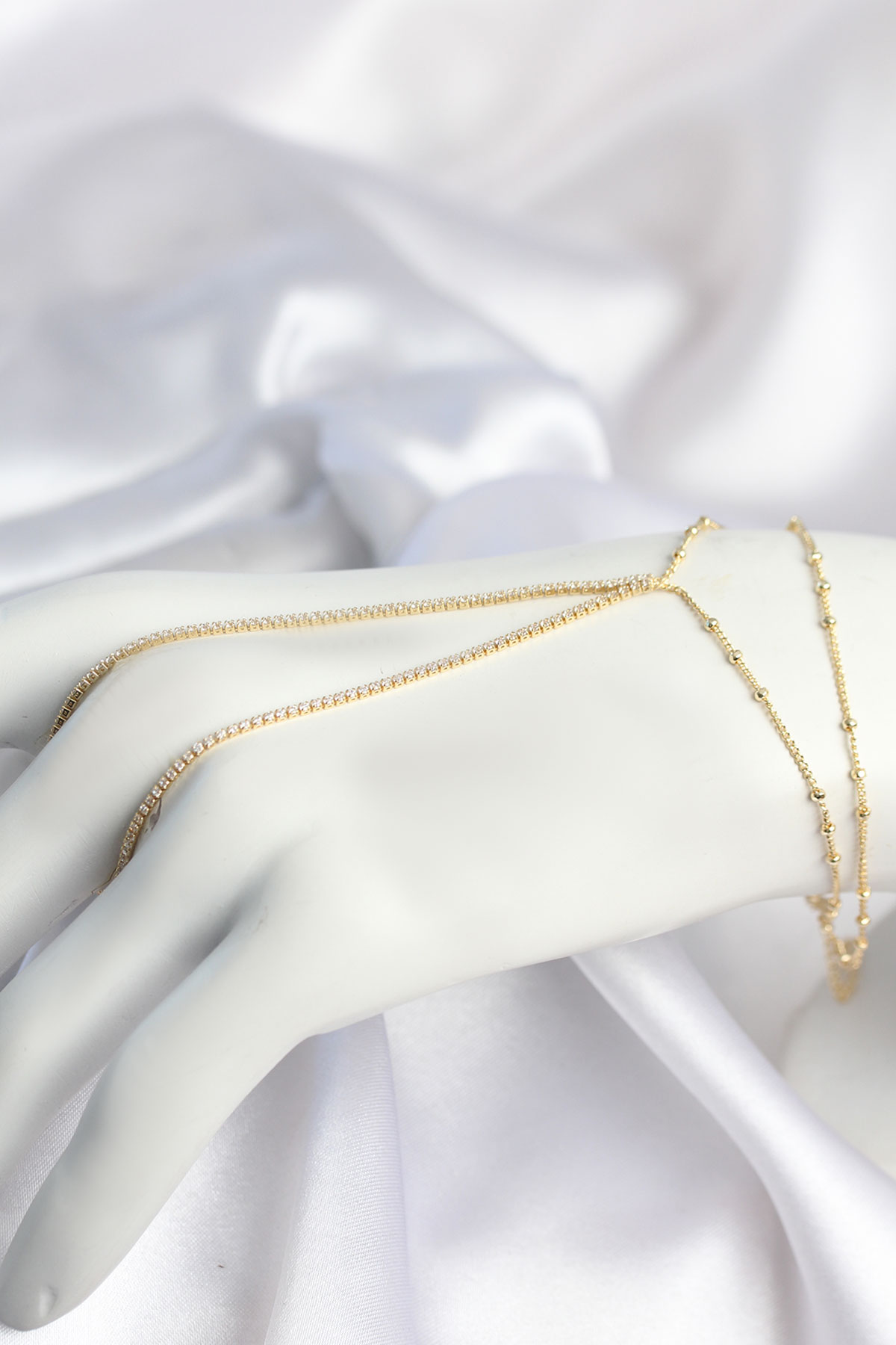Gold Renk Minimal Zirkon Taşlı Su Yolu Model Şahmeran 5886