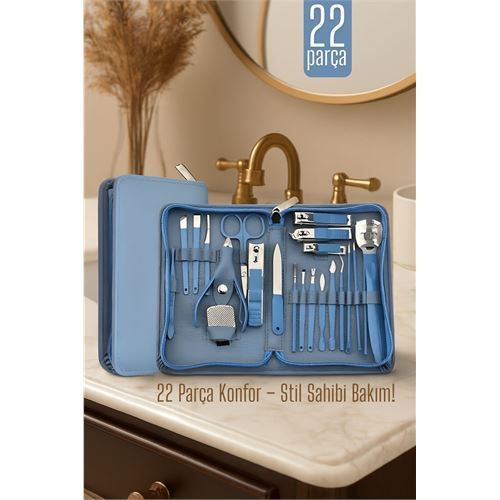 HSNET 22 Parçalı Profesyonel Manikür Pedikür Seti – Bakım Çantası | Evde Profesyonel Tırnak Bakımı 