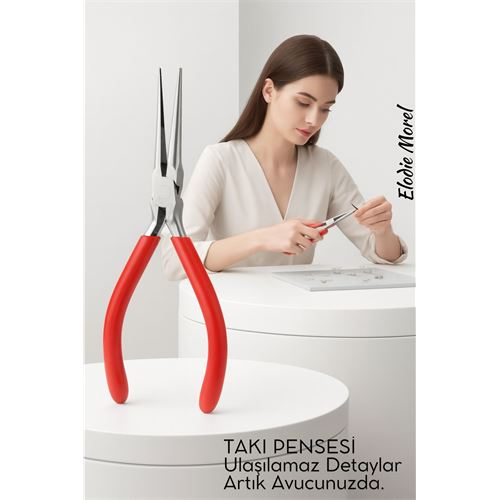 Profesyonel Uzun İnce Sivri Uçlu Kargaburun Takı Pensesi 12 cm - Hassas Mücevherat Onarımı 