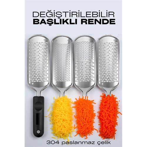 HSNET Rende 3 Değiştirilebilir Başlıklı Profesyonel 304 Çelik El Rendesi  