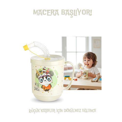 Premium Pipetli Çocuk Bardağı 350 ml -Alıştırma Bardağı ve Suluk 