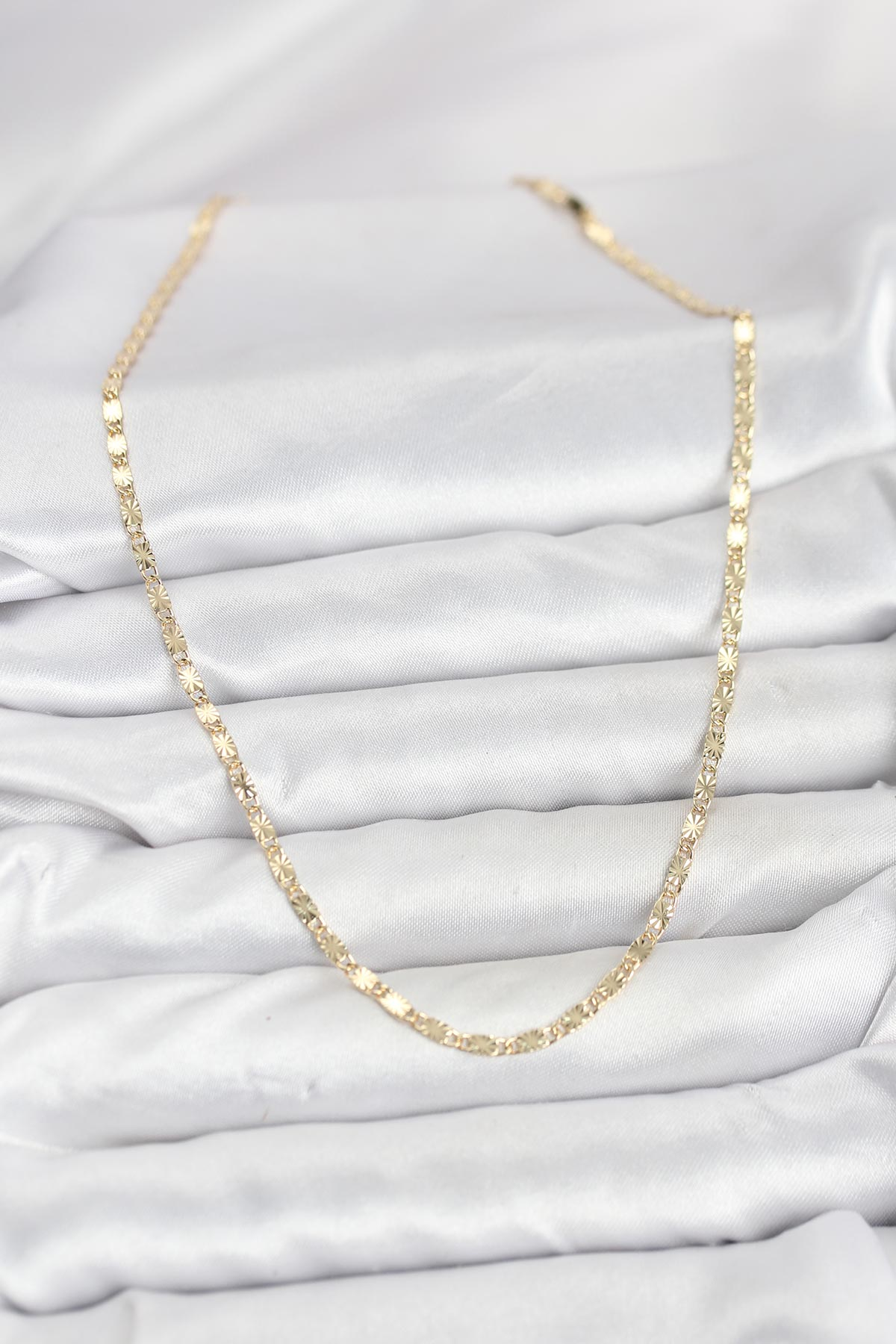 CM 14K Gold Renk Lazerli Zincir Model Kadın Kolye 5886