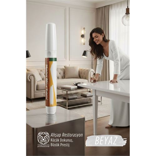 Beyaz Renk Mobilya Rötüş Kalemi –  Lake ve Ahşap Yüzeyler İçin Çizik ve Restorasyon Kalemi 