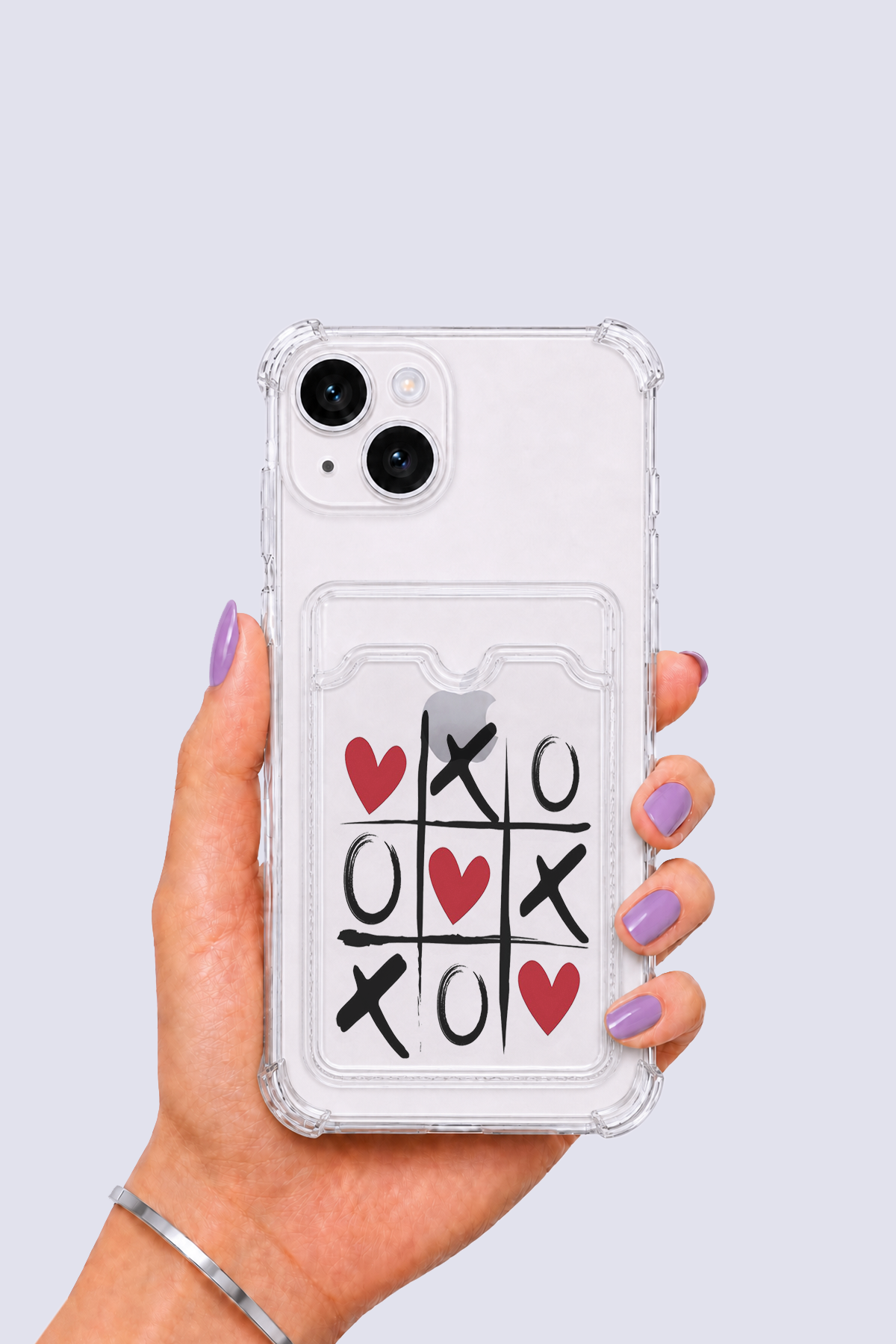 iPhone 15 Kartlıklı XoXO Desenli Kılıf