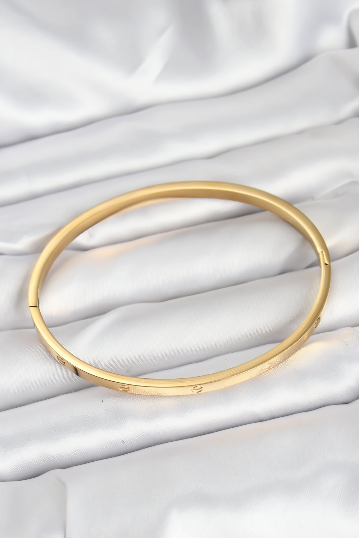 316L Çelik Gold Renk 65 mm İnce Kadın Kelepçe Bileklik 5886