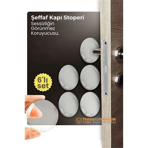 6'lı Kristal Koruma  Şeffaf Kapı Stoperi Tampon Seti | Duvar &amp; Mobilya Çarpma Önleyici  