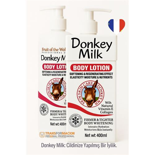 HSNET Donkey Milk Eşek Sütü Vücut Losyonu & Bakım Kremi 400 ml Nemlendirici Sıkılaştırıcı Işıltı Veren 